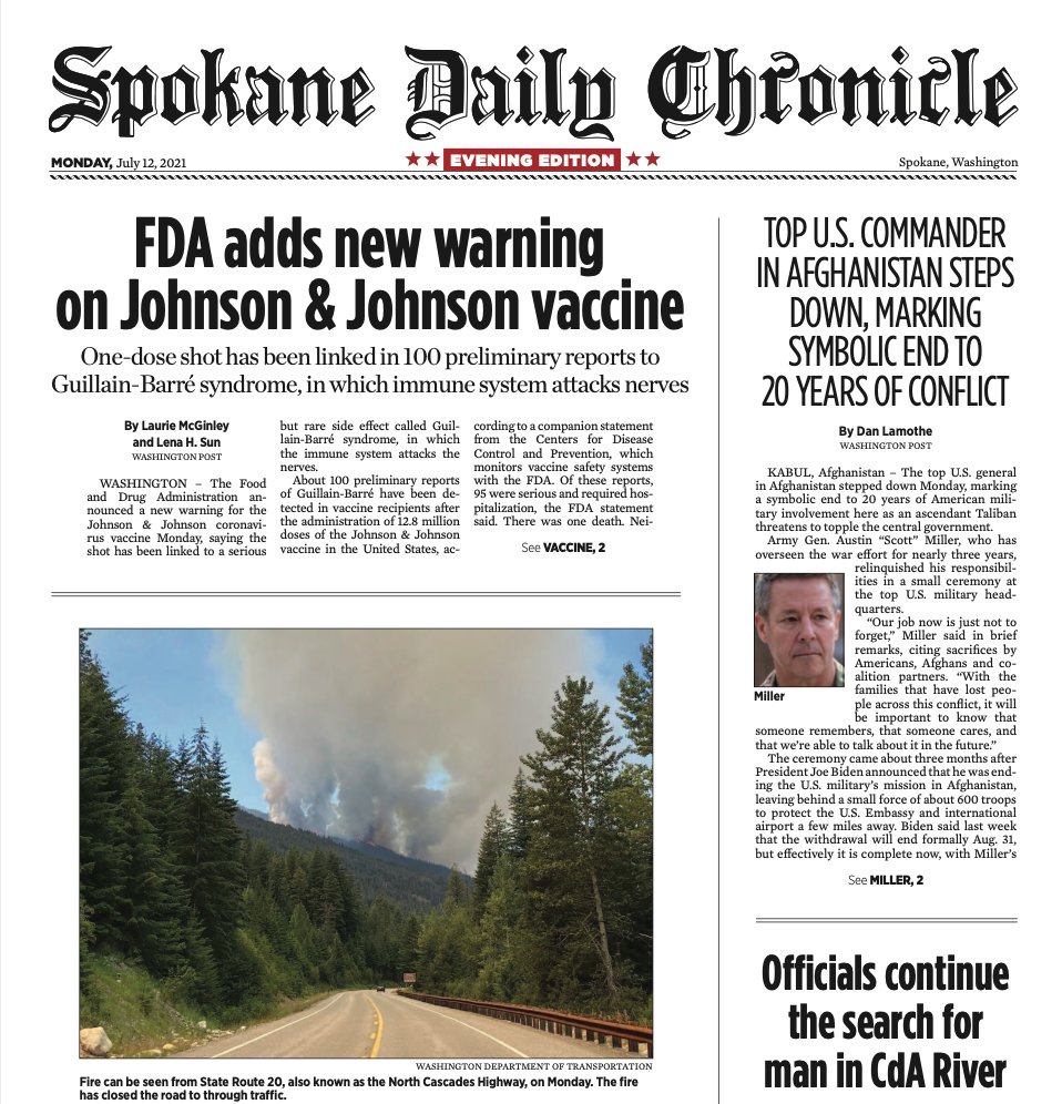 The Spokane Daily Chronicle is revived as an evening eedition